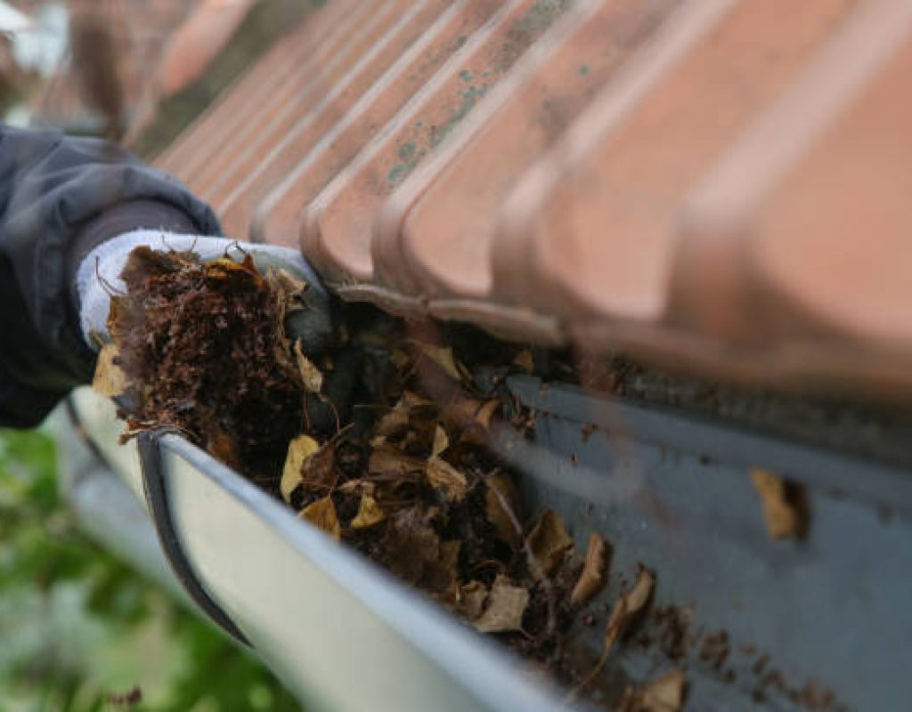 SLR Services crew providing thorough gutter cleaning for residential properties.
